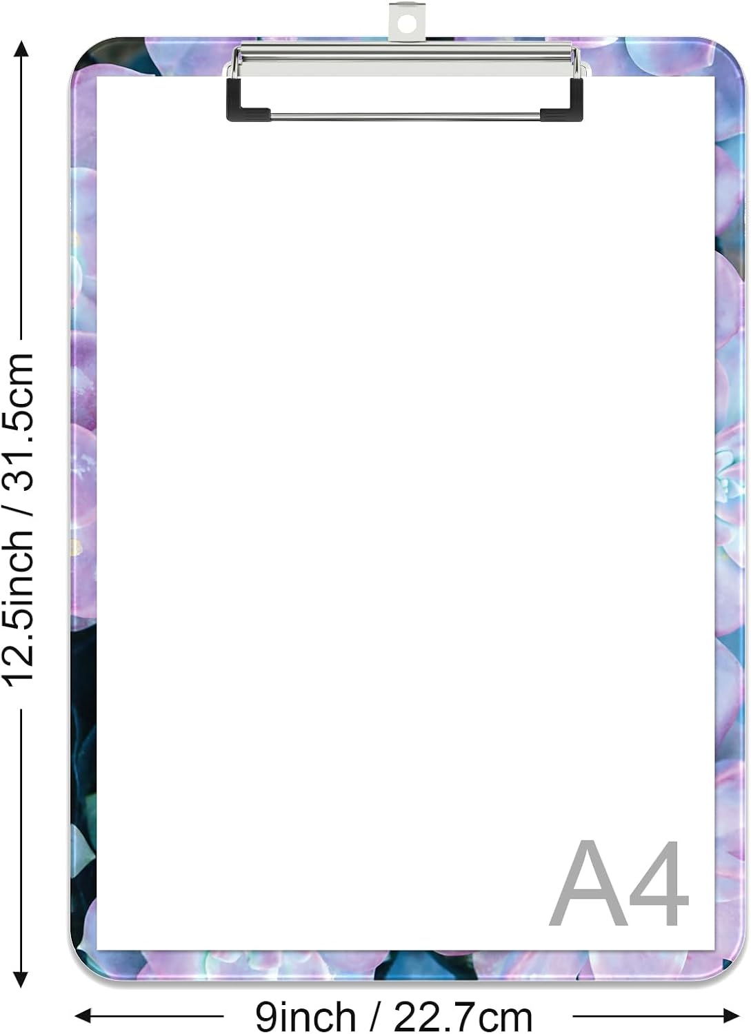 Rimilak Plastic Clipboards with Metal Clip, A4 Letter Size 9 x 12.5 in, Office Decorative for Students Women Men and Kids, Cute Custom Pattern, Plants