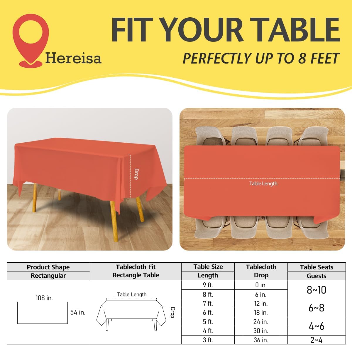 Plastic Coral Tablecloths 3 Pack Disposable Table Covers 54 x 108 Inches Pitch Onyx Coral Table Cloths for Parties Birthdays Weddings Anniversary BBQ Picnic, Fits 6 to 8 Foot Rectangle Tables