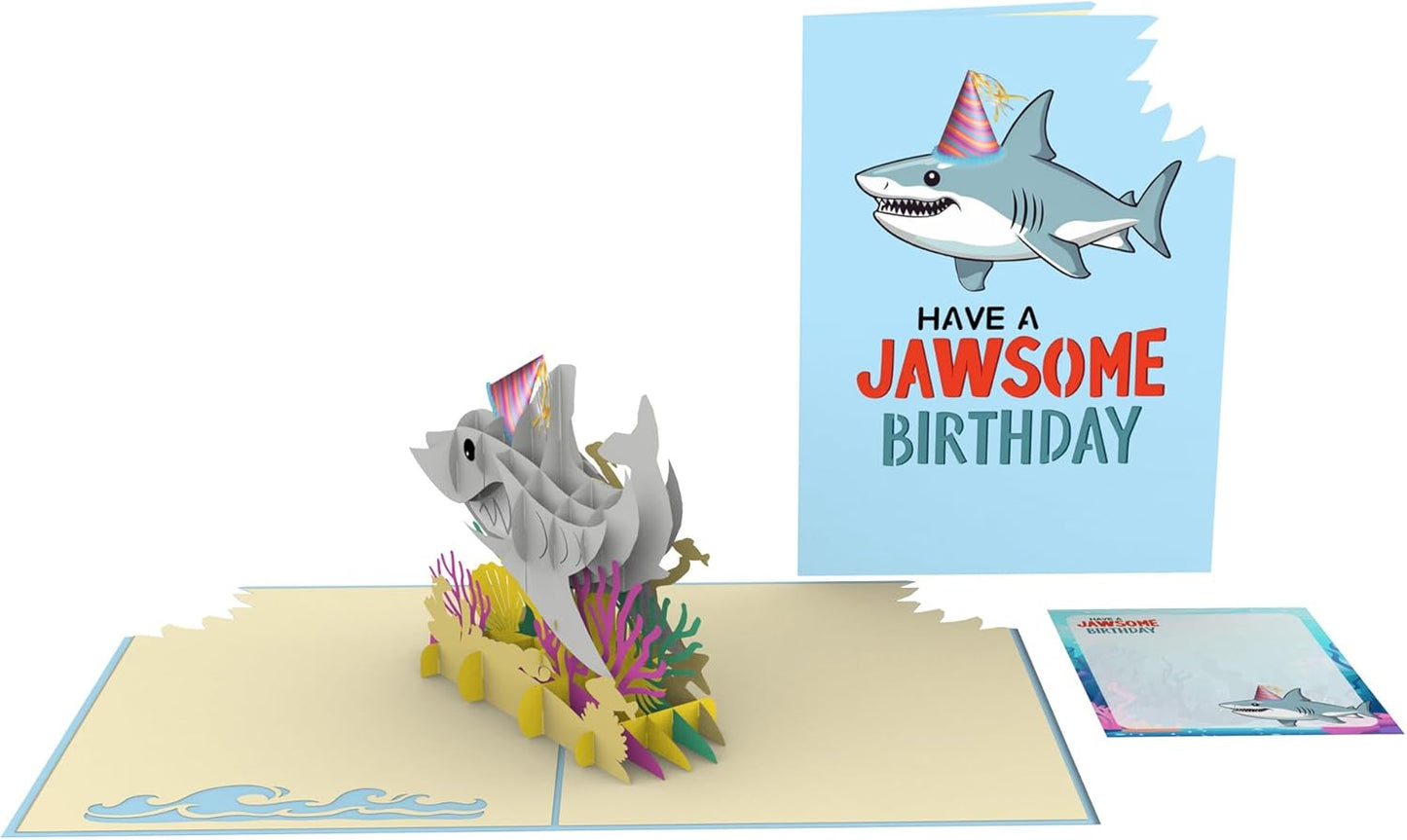 iGifts And Cards Ocean Adventure Shark 3D Pop Up Birthday Card, 6"x8", With Envelope and Notecard, Unique Gift for Kids, Teens, Beach Lovers, and Aquatic-Themed Celebrations
