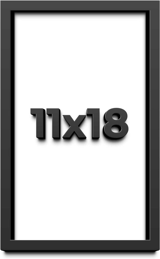 11x18 Shadow Box Black Solid Wood Display Frame with White Acid-Free Backing UV Acrylic & Hanging Hardware - with 3/4" Usable Depth