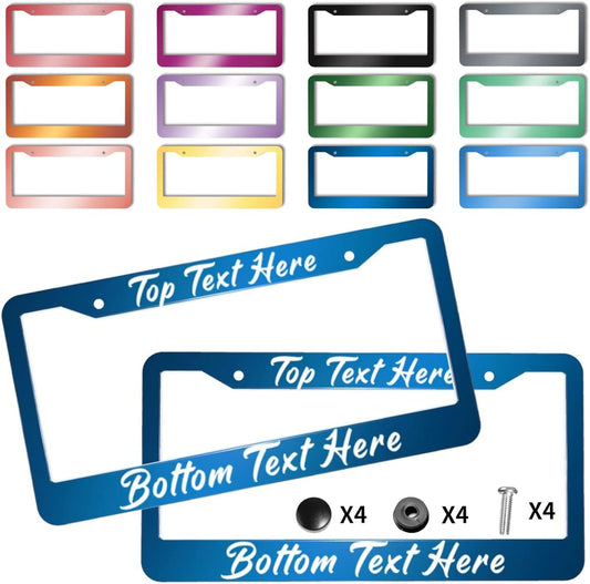 2 Pack Custom Personalized License Plate Frame Customized Car Tag Frames for Women Men with Screw Caps,12"x6",2 Holes