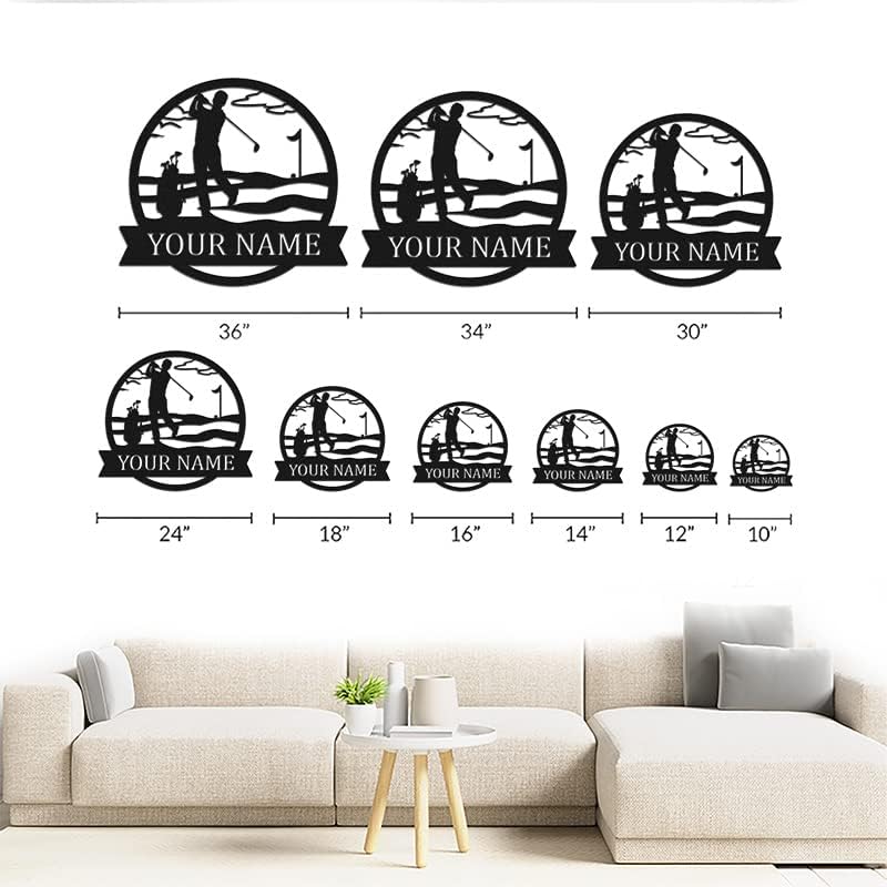 Personalized Golf Metal Wall Art – Custom Golfer Name Sign with Golf Clubs Design, Rustic Metal Wall Décor for Man Cave, Sports Room, or Home Bar, Unique Golfer Gift