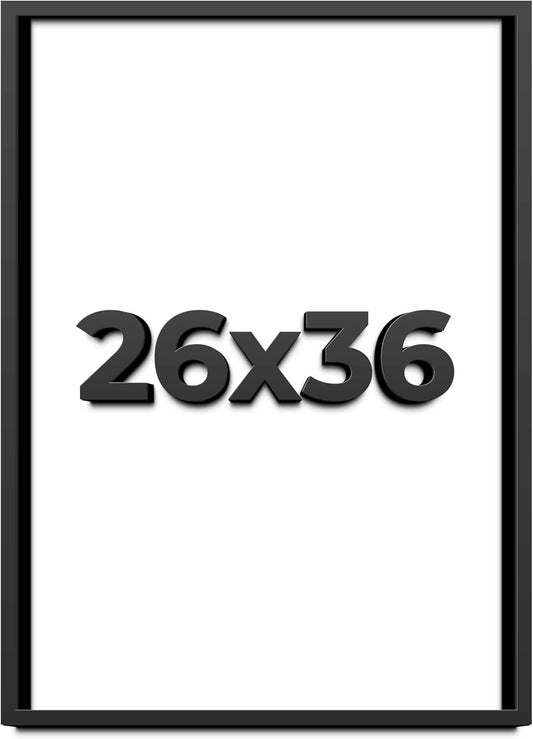 26x36 Shadow Box Black Solid Wood Display Frame with White Acid-Free Backing UV Acrylic & Hanging Hardware - with 3/4" Usable Depth