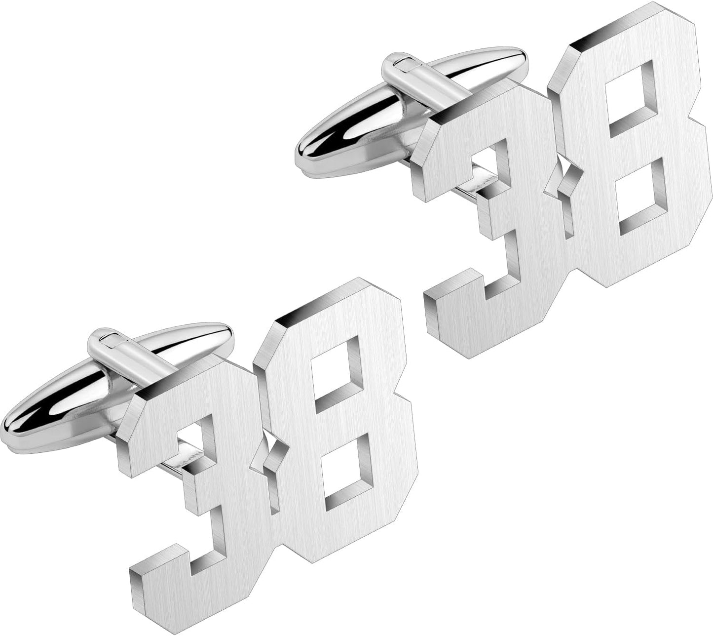 AMITER Mens Cufflinks with Number, Classic Silver Personalized Cuff Links for Men, Sport’s Day Casual or Formal Shirts