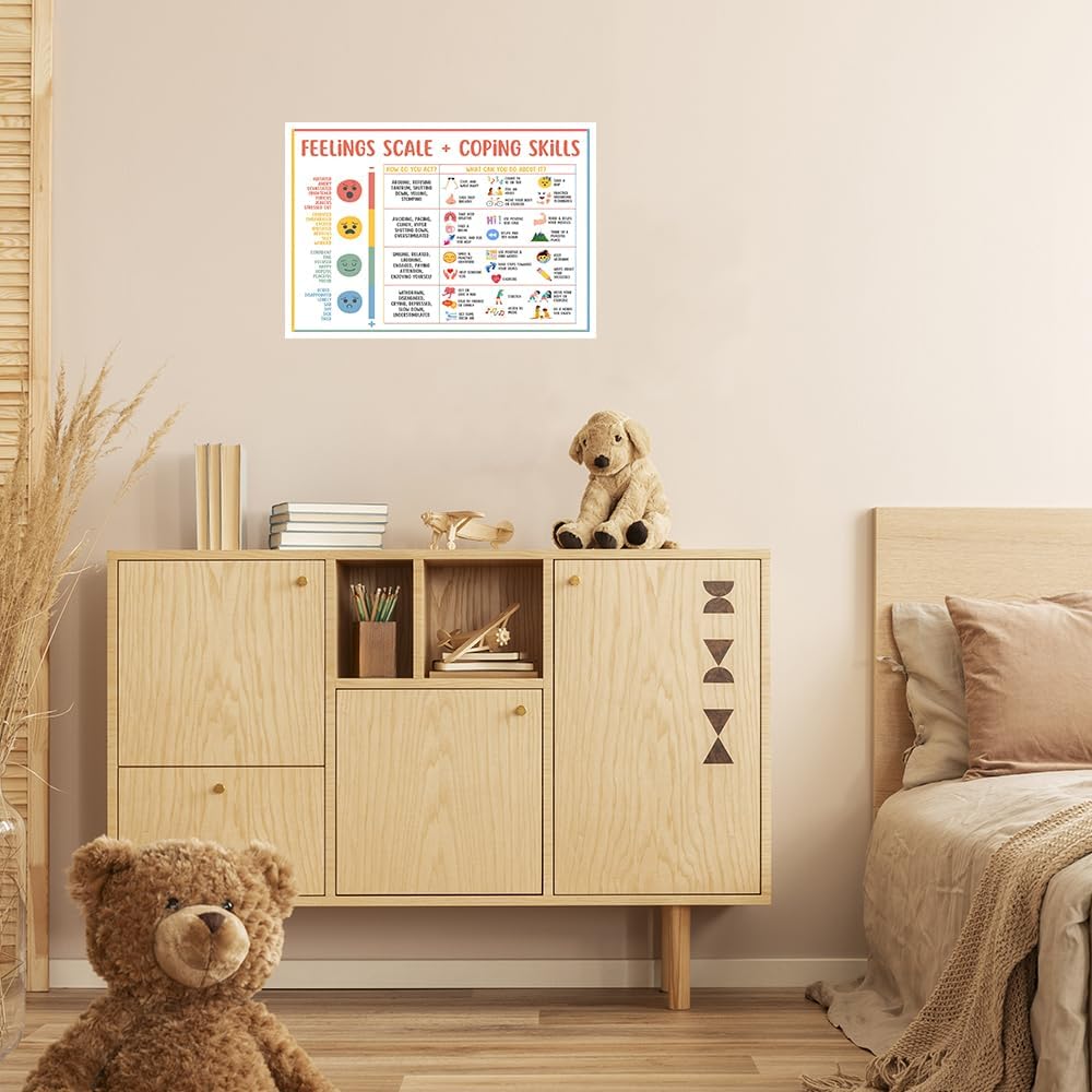 Feelings Chart For kids Mental Health Posters Help Students Understand Emotions Poster Calm Corner Special Education Classroom Decorations Preschool Classroom Supplies Unframed 12x16in