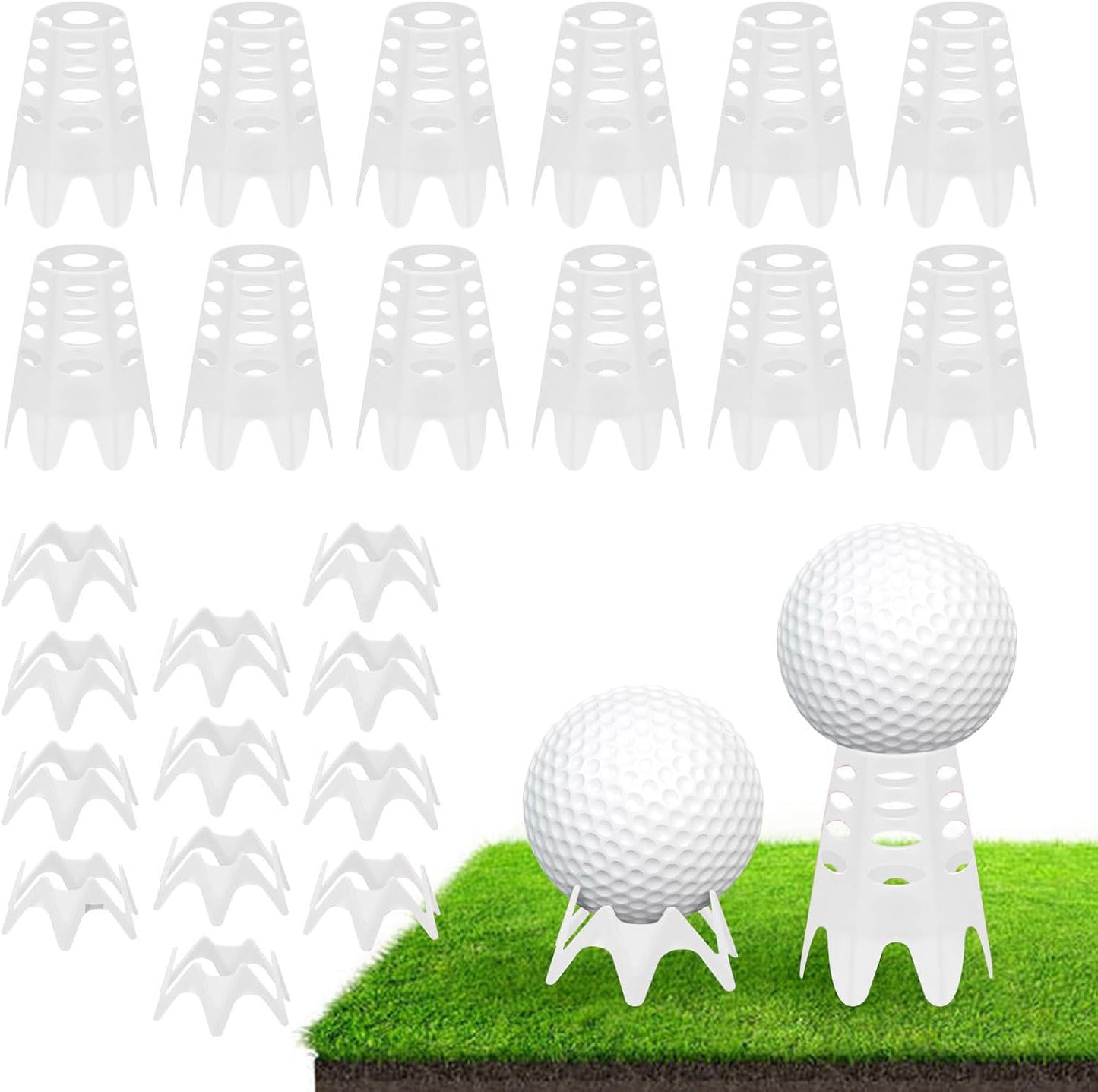 Golf Simulator tees, 24Pcs Plastic Golf Mat Tees for Home, Outdoor or Indoor Golf Tees for Training, Practice Golf tees for Winter Turf and Driving Range, Pack of 12 Tall & 12 Small