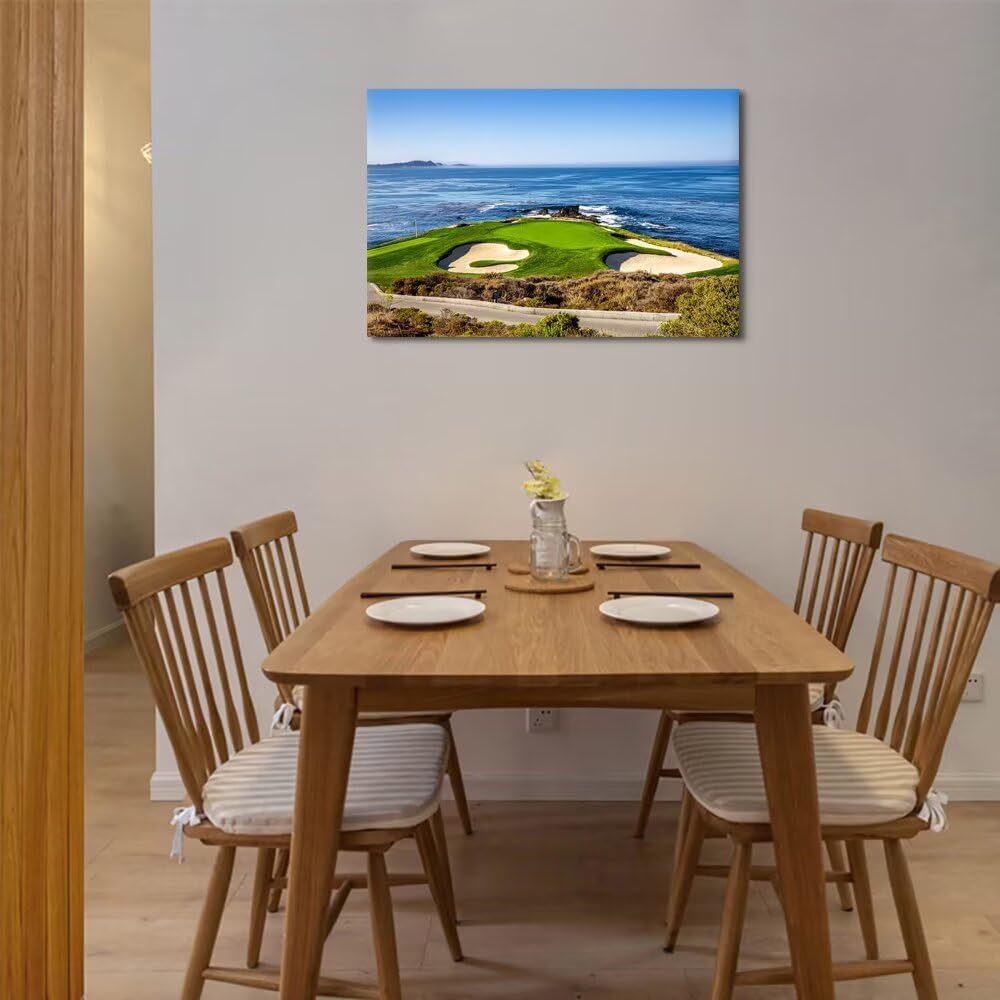 USA California Golf Course Wall Art for Living Room Bedroom Bathroom Home Decorations Golf Course Picture Poster Print on Canvas Modern Artwork Framed Ready to Hang(18''H x 24''W)