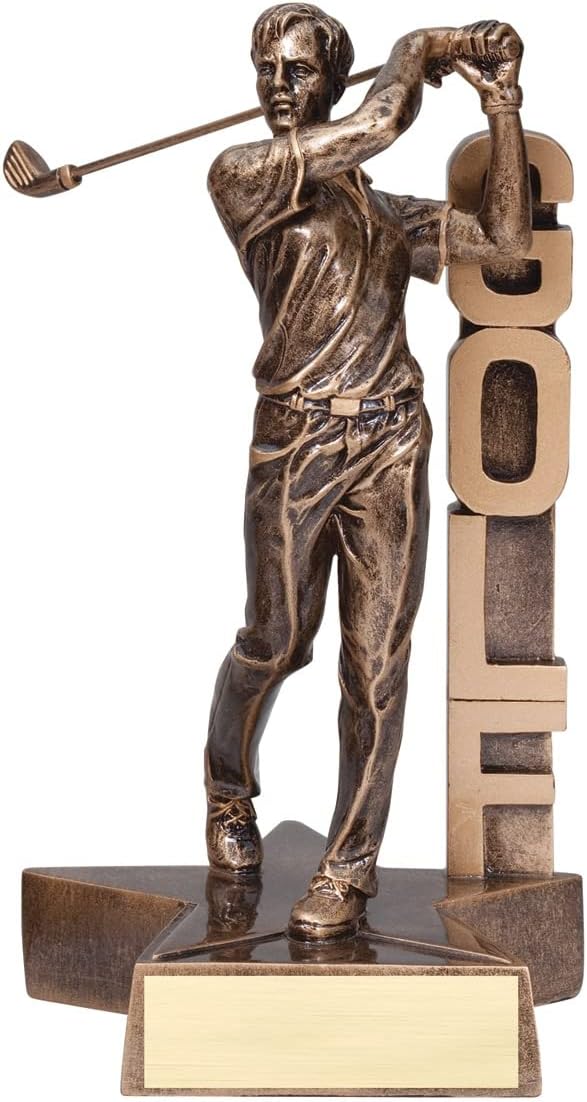 Billboard Golf Trophy Award – Male or Female Golfer Figures – Premium Resin with Custom Engraving – 6.5 or 8.5 Inch Recognition for Tournaments, MVPs, or Team Awards