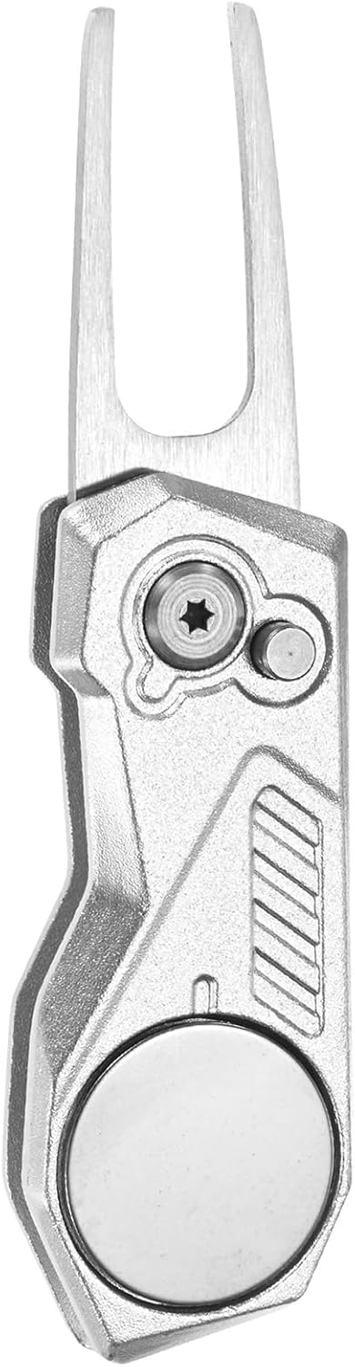 Golf Divot Repair Tool- Switch Foldable Divot Tool with Magnetic Ball Marker & Open Button Use for Golf Accessories