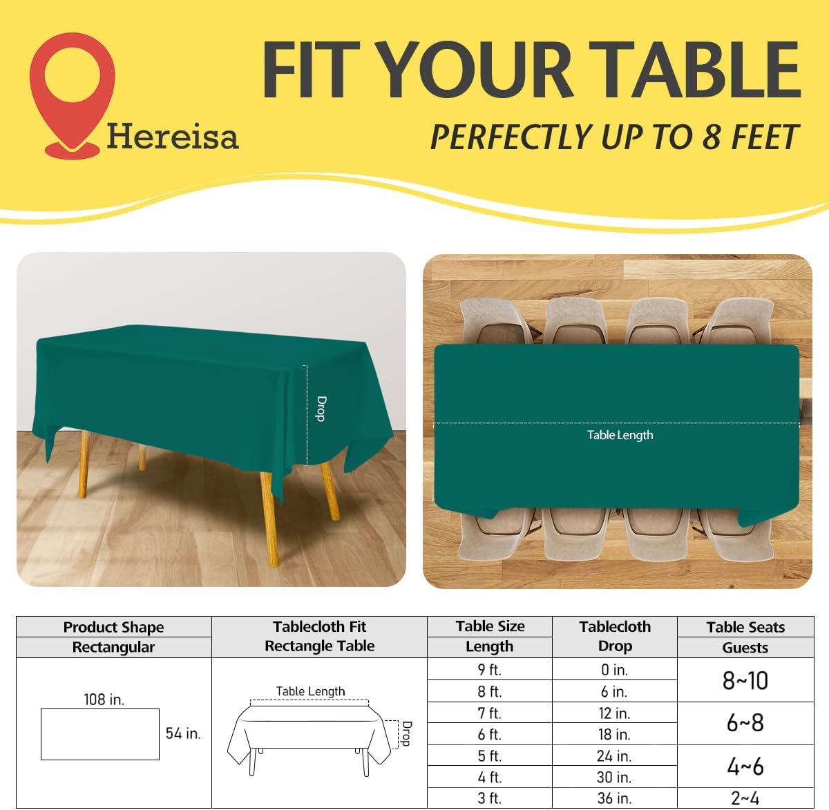 Plastic Teal Tablecloths 3 Pack Disposable Table Covers 54 x 108 Inches Pitch Onyx Teal Table Cloths for Parties Birthdays Weddings Anniversary BBQ Picnic, Fits 6 to 8 Foot Rectangle Tables