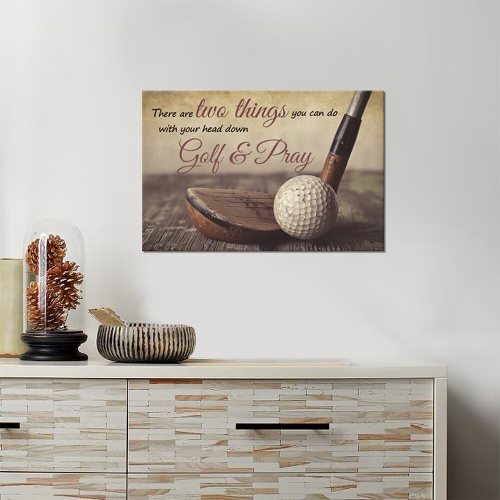 Golf Wall Art Golf Pictures Wall Decor Motivational Quotes Canvas Print Golf Sports Painting Artwork for Living Room Office Club Home Decorations Framed Ready to Hang (12 x 16 inch)
