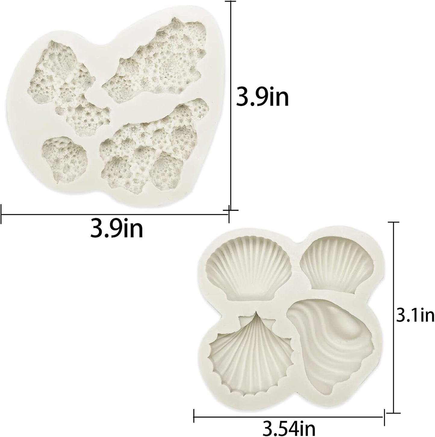 5 PCS Marine Theme Fondant Silicone Mold Seaweed Coral shell crab Shape DIY Handmade Baking Tools, For Theme Cake Cookie Chocolate Candy Decoration Fondant Polymer Clay