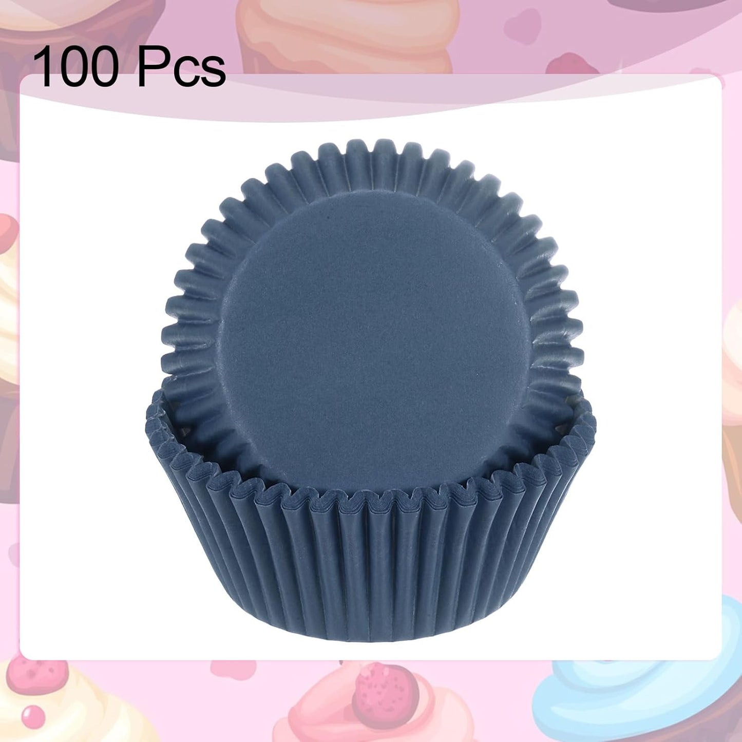 HARFINGTON 100 Count Cupcake Liners Dark Blue Cupcake Cups Standard Size Muffins Liners Papers Baking Cups Wrappers Greaseproof for Party Wedding Birthday