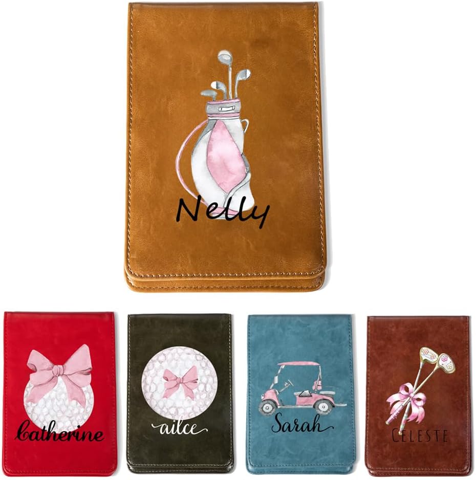 Personalized Leather Golf Scorecard Holder Customize Name Golf Yardage Book Cover Accessories Father Day Christmas Birthday Gifts for Men Women