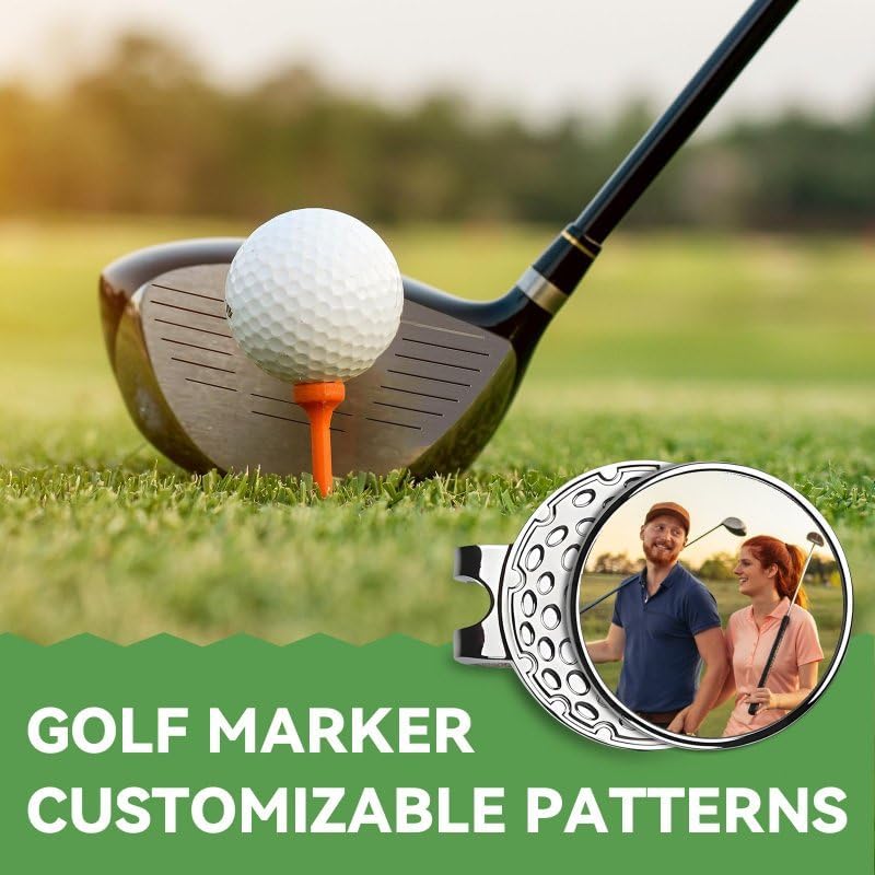 Custom Golf Ball Markers Hat Clip, Personalized Magnetic Hat Clip with Photo, Customized Ball Marker with Photo or Logo or Text for Golf Lovers, Retirement Beginners Gift