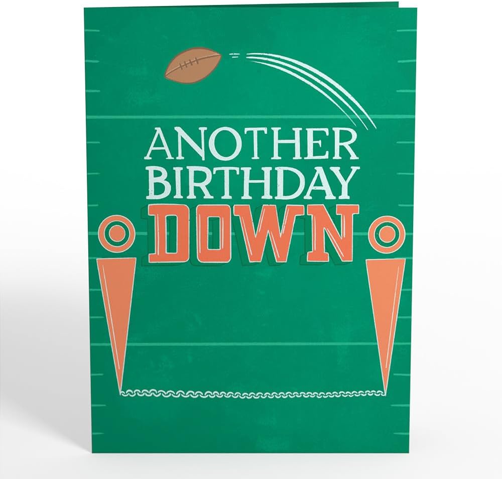 Lovepop Birthday Pop-Up Card for Him - 3D Football Greeting Cards for Boys, Men - Another Birthday Down - 5" x 7" Card - Blank Note Card & Envelope Included