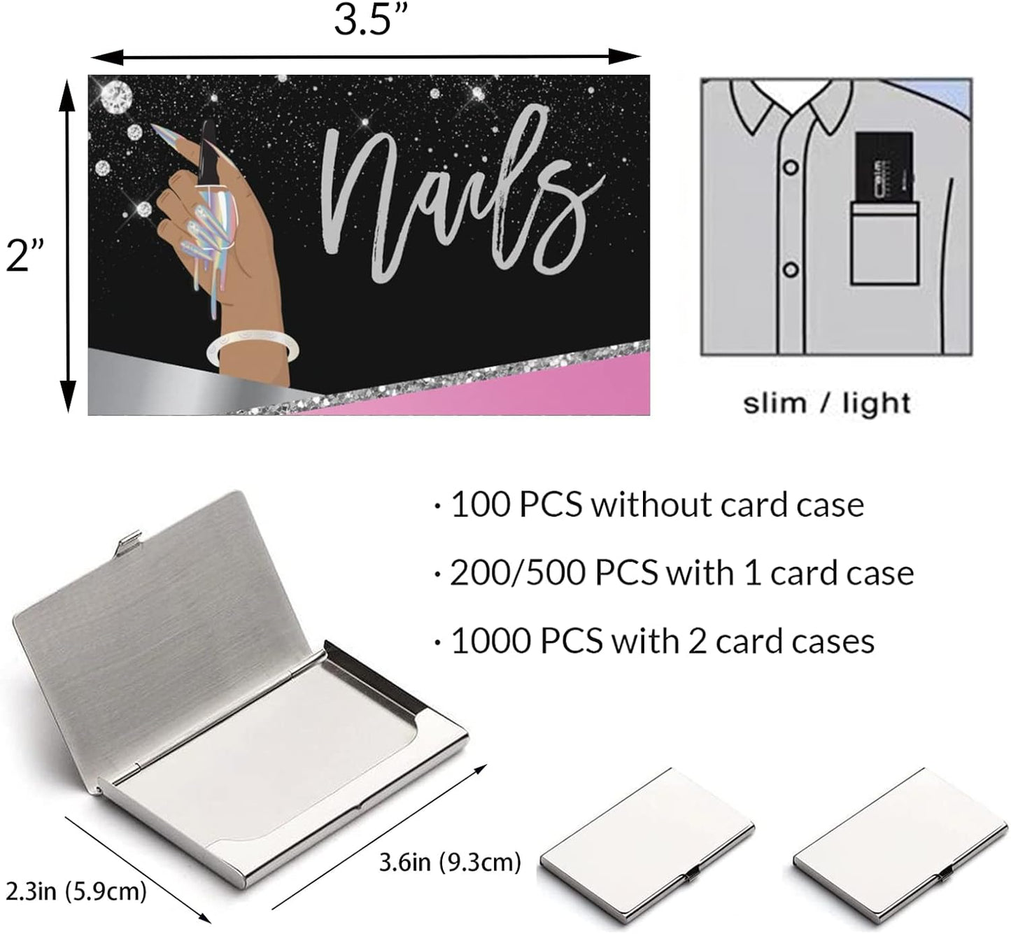 xrlsg Custom Business Cards 100PCS Double-sided Printing Business Cards Customize with Your Logo Personalized 3.5"x 2" Cards for Business - Nail