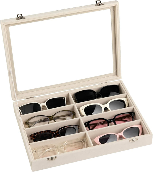 Frebeauty Sunglass Organizer,Velvet Glasses Organizer,8-Slot Sunglasses Tray for Drawer, Men's/Women's Sunglasses Box