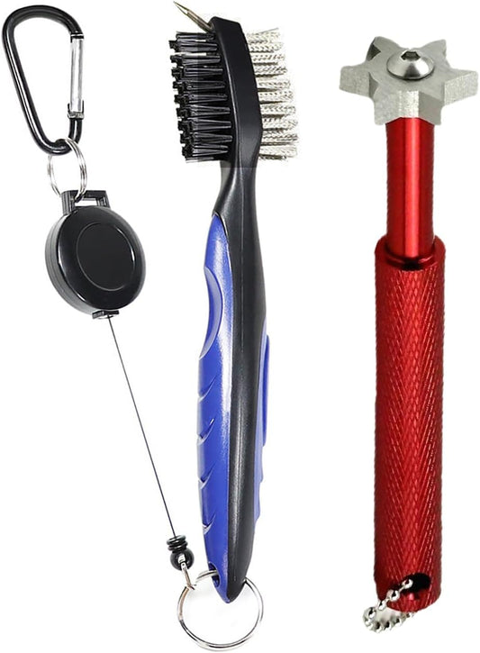 Golf Club Groove Sharpener with 6 Heads Re-Grooving Cleaning Tool Golf Accessory for All Irons Pitching Sand Lob Gap, Utility Clubs and Approach Wedges