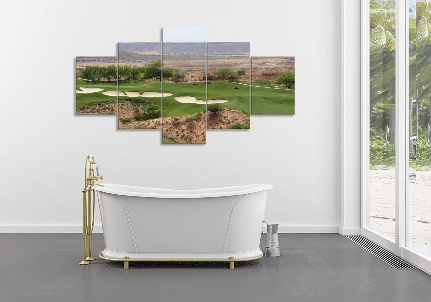 USA Nevada Mountain Golf Course Canvas Wall Art for Living Room Bedroom Bathroom Home Decorations Nevada Golf Course Pictures Posters Framed Artwork Ready to Hang(50''W x 24''H)
