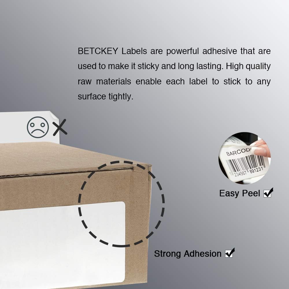 BETCKEY - 3" x 1.5" (76 mm x 38 mm) Barcode Shipping & Address Labels Compatible with Zebra & Rollo Label Printer,Premium Adhesive & Perforated [1 Rolls, 950 Labels]