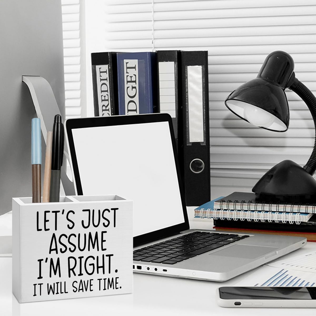 Bosses Day Gifts for Women Men Manager Funny Office Decor for Women Wooden Pencil Holder National Boss Day Decorations Gifts for Supervisor Leader Manager Men HR Coworker Office Desk Decor A 05