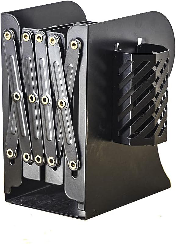 Adjustable Bookends Metal Book Ends for Heavy Book Holder Heavy Duty Bookends Nonskid Bookcase Desktop Book Organizer Binder Holder (Black)