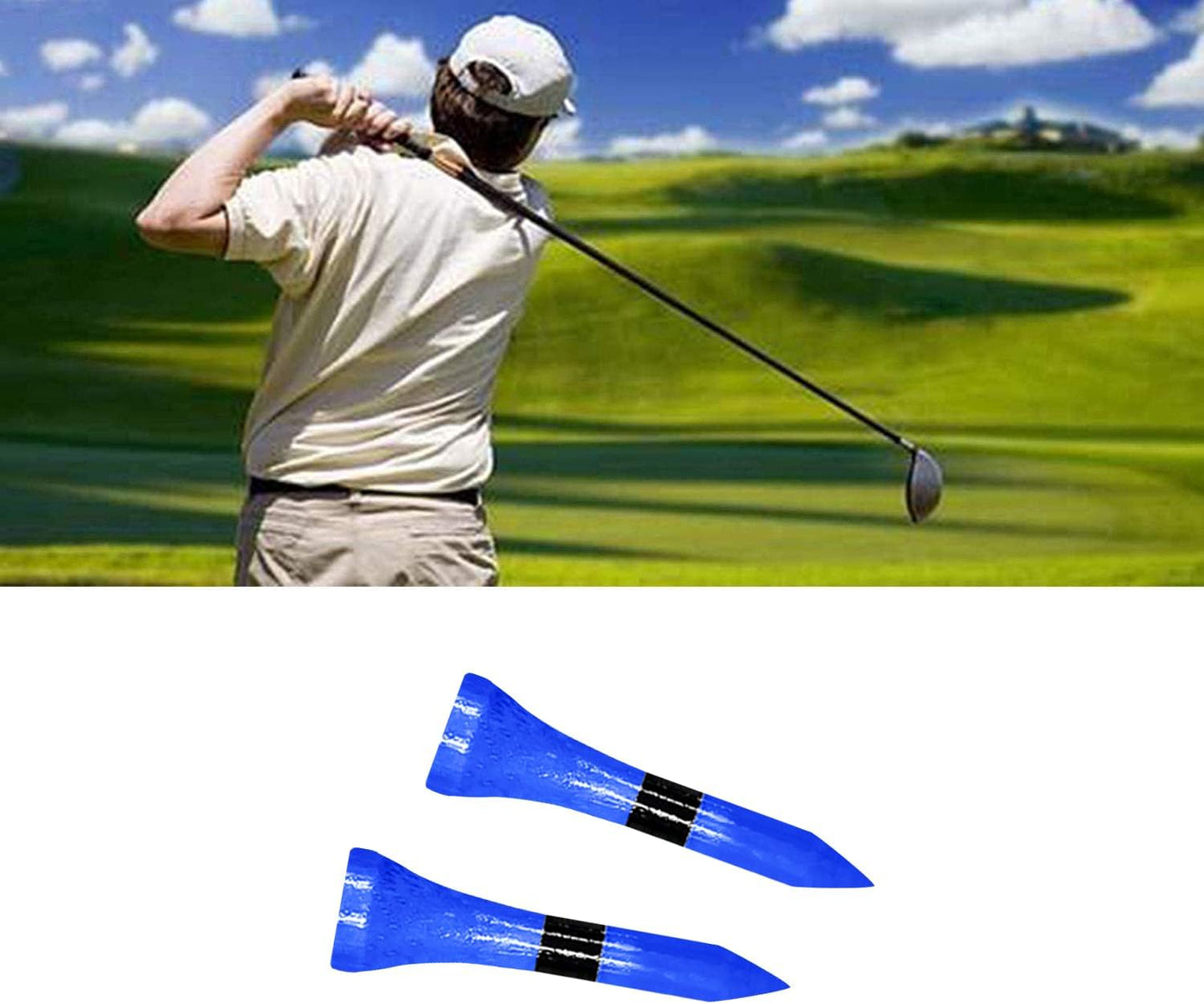 Wooden Golf Tees 3-1/4", 2-3/4", 2-1/8", 1-1/2" Available, 100 Count (Natural Color, White, Black, Blue, Red, Green, Yellow, Pink, Orange)