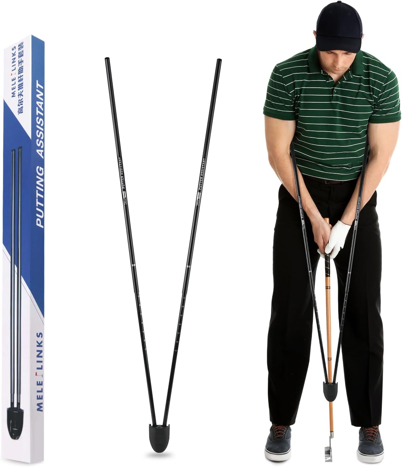 Golf Putting Practice Aid Putter Alignment Aid for Precise Putting Practice, Compatible with All Putter Shafts, Golf Practice Equipment for Indoor Outdoor Use