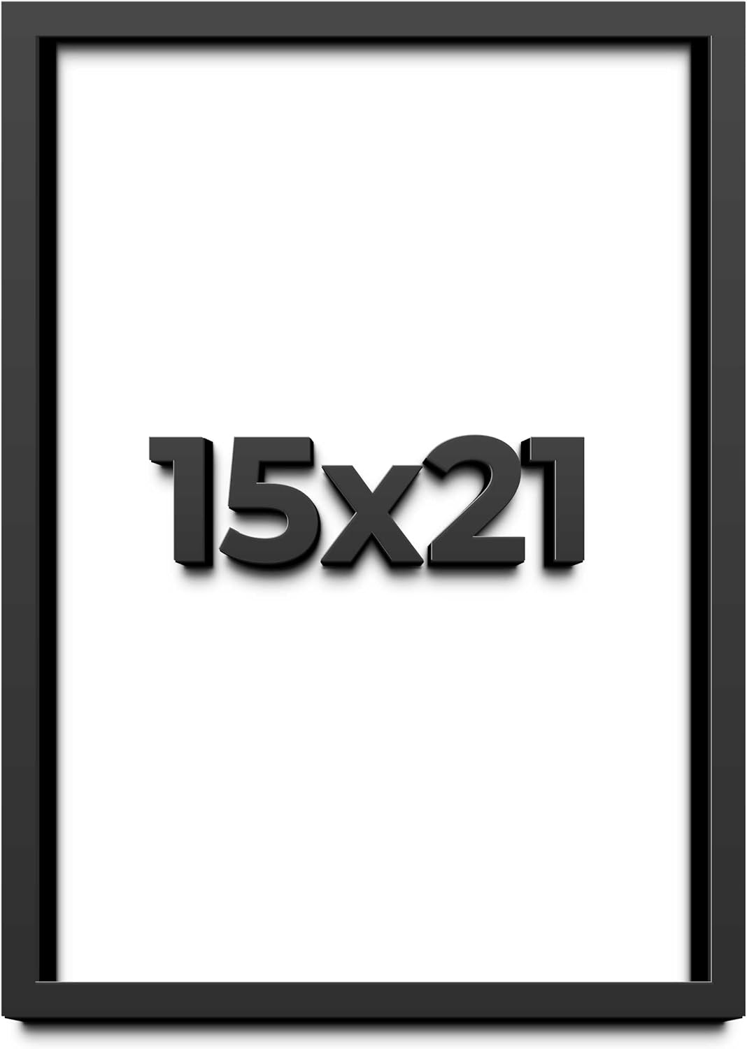 15x21 Shadow Box Black Solid Wood Display Frame with White Acid-Free Backing UV Acrylic & Hanging Hardware - with 3/4" Usable Depth
