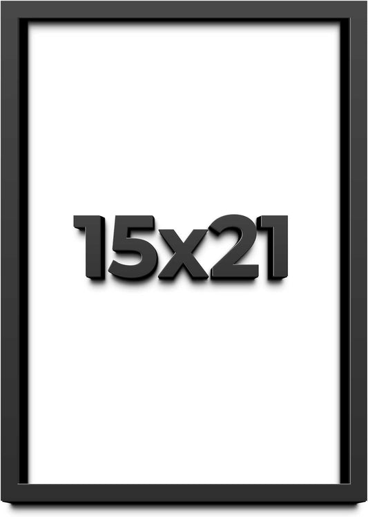 15x21 Shadow Box Black Solid Wood Display Frame with White Acid-Free Backing UV Acrylic & Hanging Hardware - with 3/4" Usable Depth