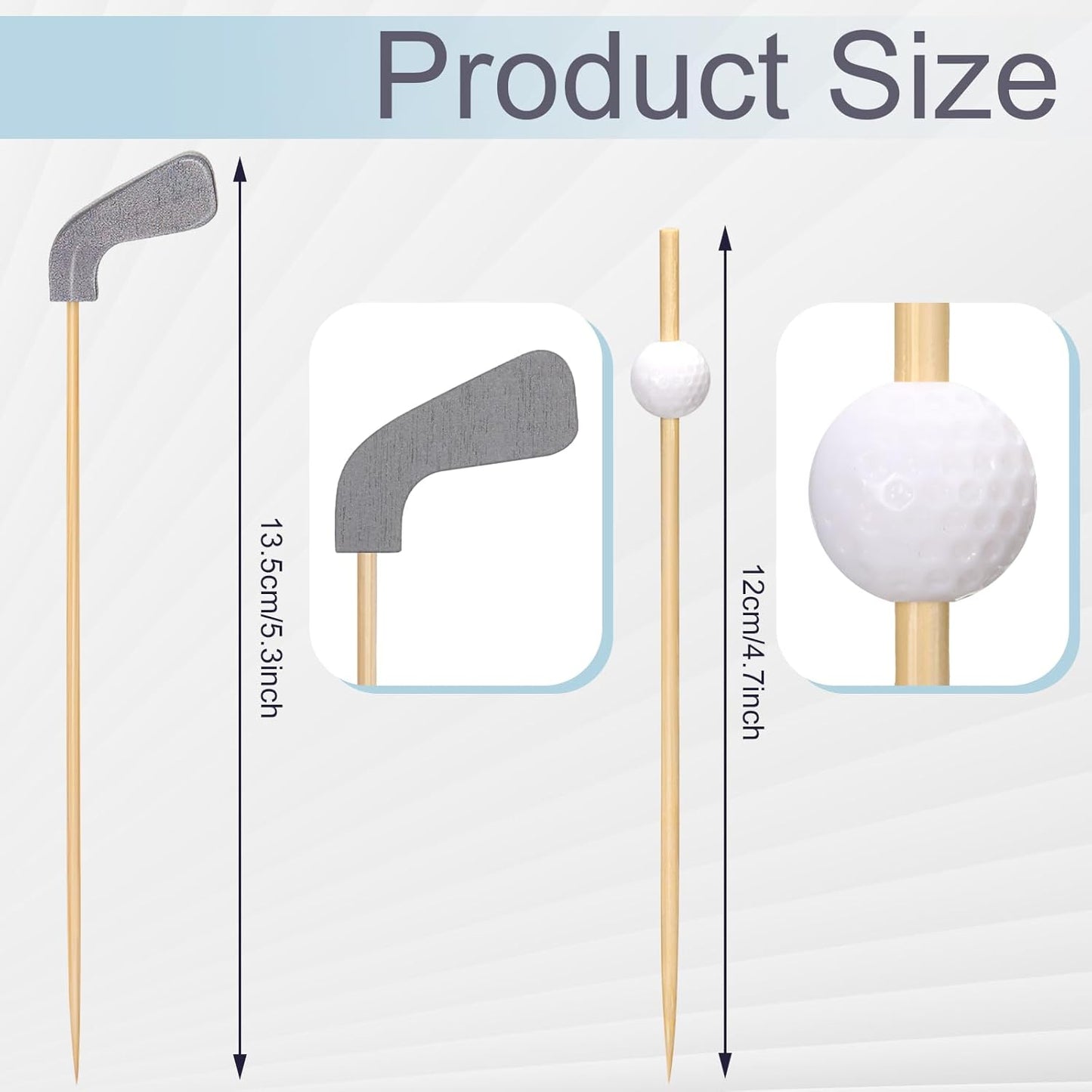 200 Pcs Golf Cocktail Picks 4.7" Golf Toothpicks for Appetizers Golf Club Drink Stirrers Golf Party Decor Birthday Cupcake Topper Sandwich Fruit Golf Skewer Bamboo Stick Holiday Supply(Golf Ball)