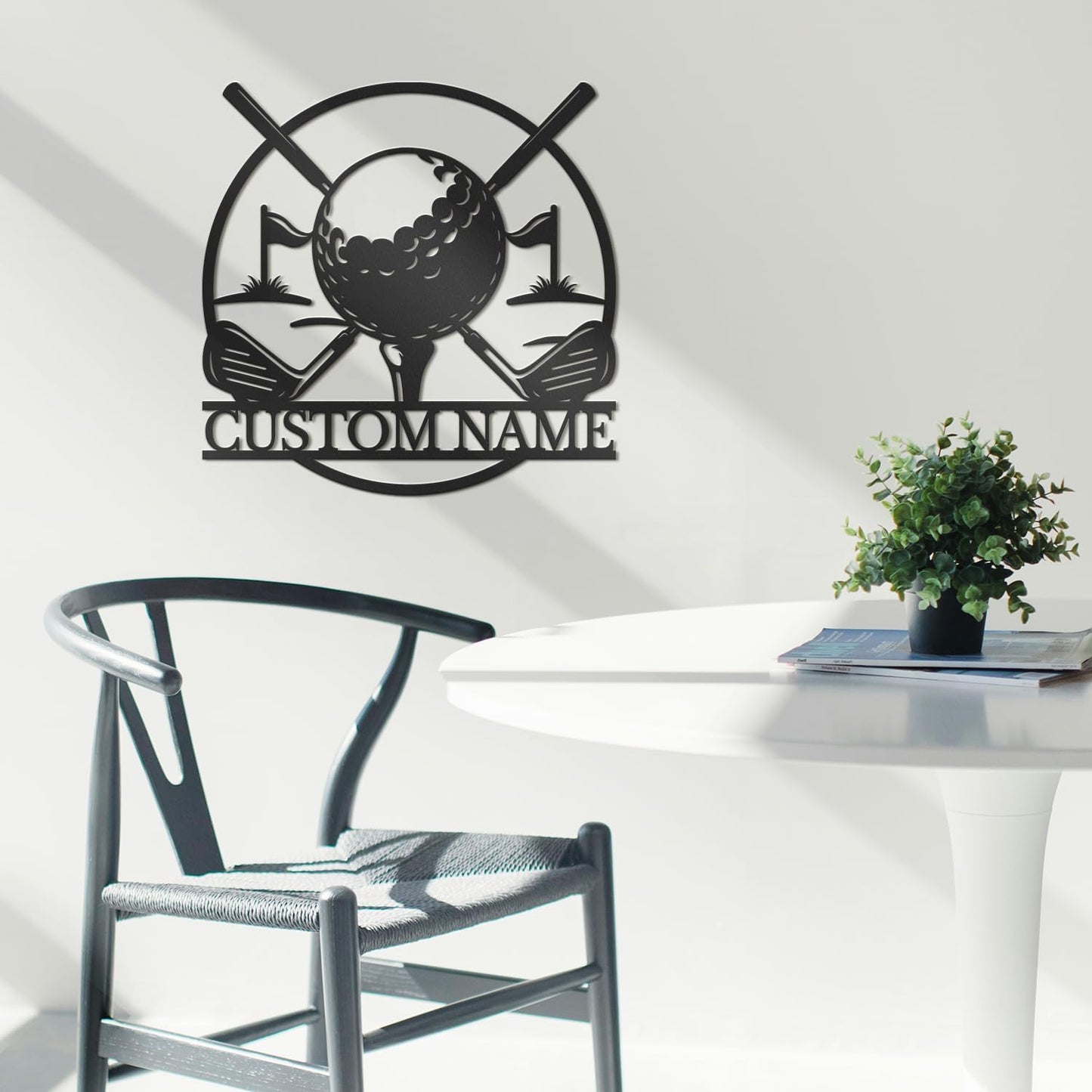 Personalized Custom Crossed Golf Metal Wall Art,Personalized Golfer Name Sign Decoration For Room,Hole Golf Club Decoration (Style-9)