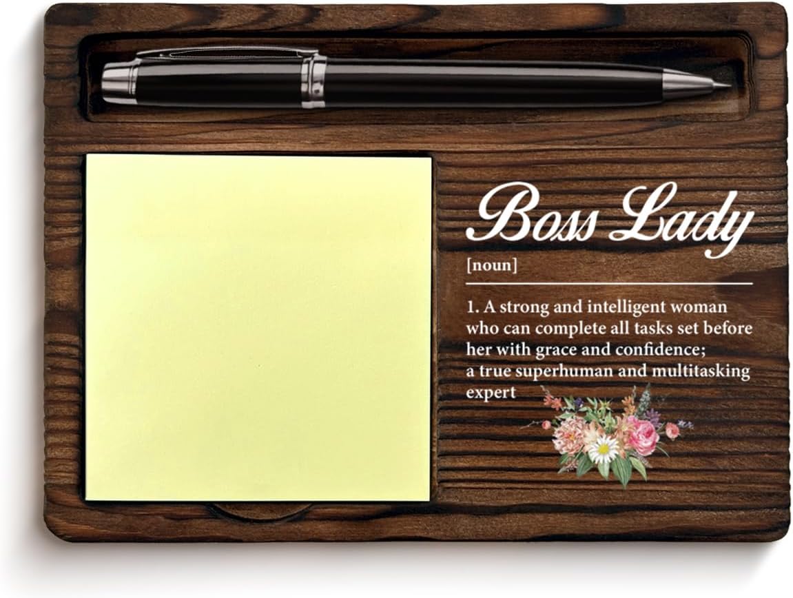 Best Boss Lady Gifts for Women, Thank You Appreciation Gifts for Boss Lady Definition Floral Sticky Note Holder Office Decor