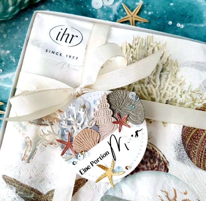 Lapoo Cutting Die for Scrapbooking, 3D Backgrounds Frame New Cutting Dies DIY Album Card Making Decor Paper Craft Metal Die Cuts Party Decorations (Whelk Sea 3.9 x 3 in)