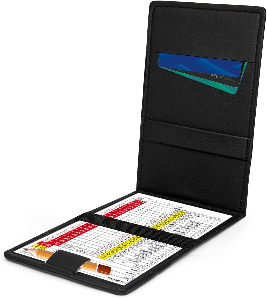 Golf Scorecard & Yardage Book Holder Cover Quality Leather Golf Scorecard Holder 4.5 × 7 inches Golf Accessories