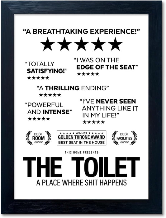 Senlifa Art Black & White Bathroom Wall Art, Humorous Toilet Decor Sign, 11" x 14", Framed Canvas Print