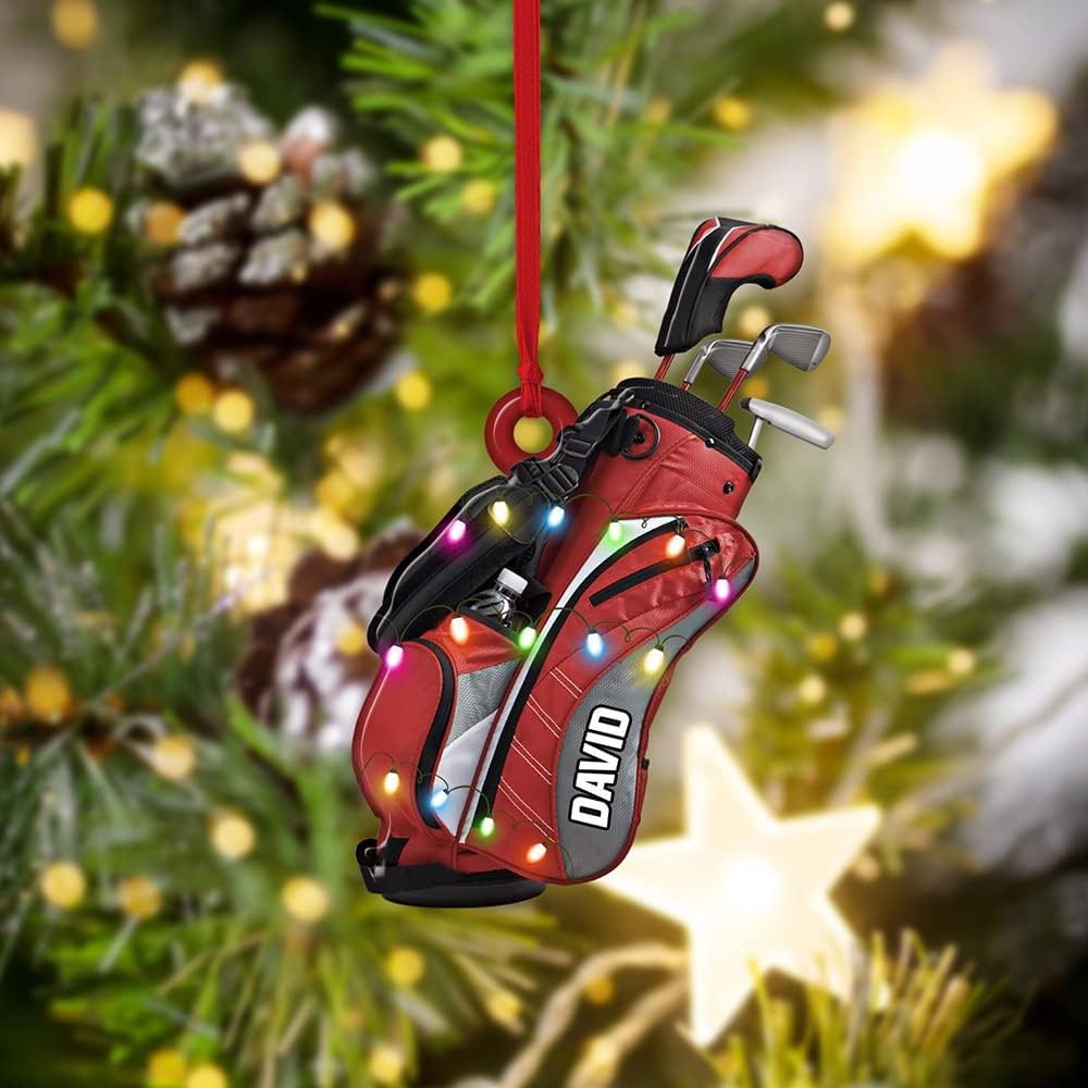 Personalized Golf Ornament, Custom Name Ornament, Set of Golf Clubs Hanger Gift, Sport Hanger, Tree, Golfing Cart Christmas Ornament, Idea 3
