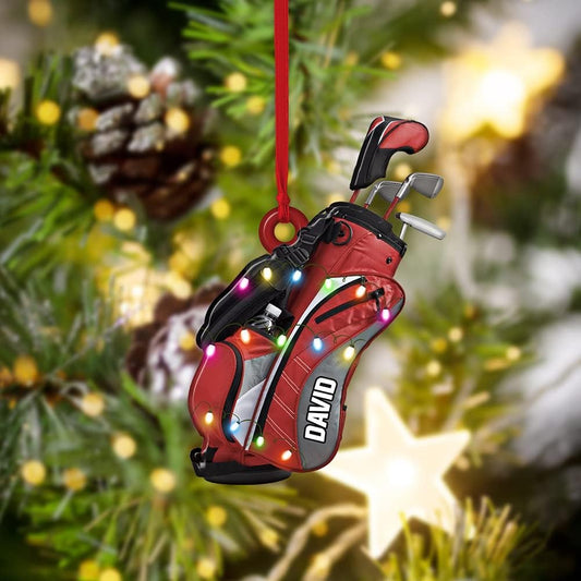 Personalized Golf Ornament, Custom Name Ornament, Set of Golf Clubs Hanger Gift, Sport Hanger, Tree, Golfing Cart Christmas Ornament, Idea 3
