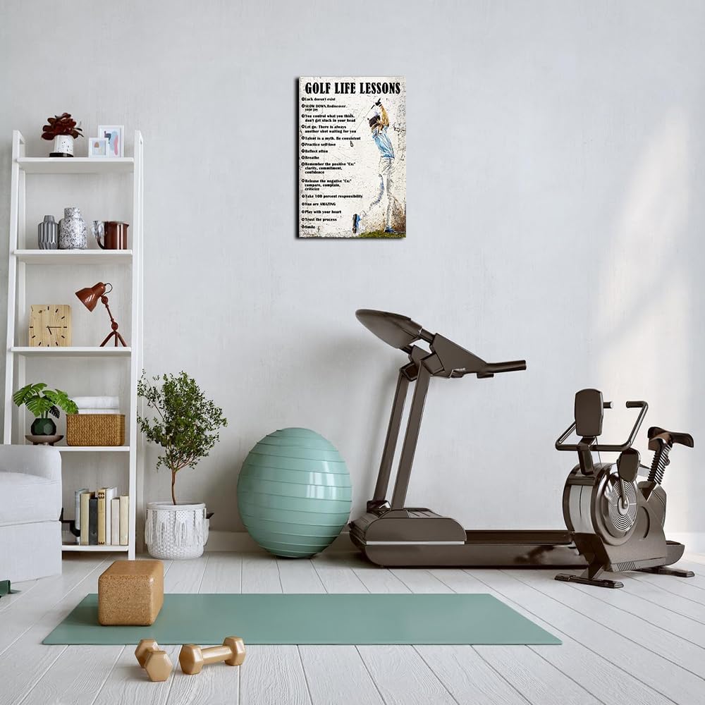 Strofupp Golf Wall Art Inspirational Quotes Life Lessons Poster Framed Sport Picture Wall Decor Golf Poster 12x18 inches