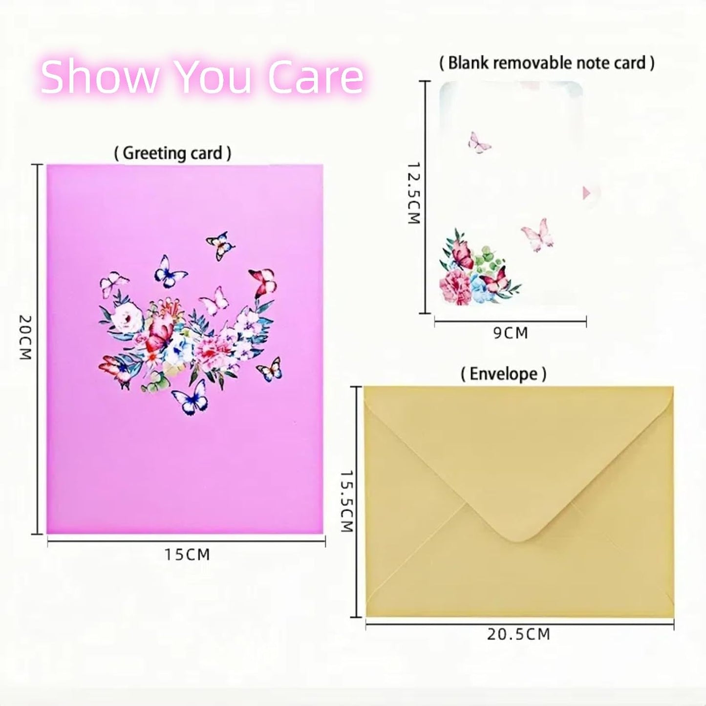 Greeting Cards with Envelopes, Pop-up Style,Butterfly Card for Mother's Day Valentines Day birthday Thinking of You Card for Wife,Girlfriend (Cute Butterflies)