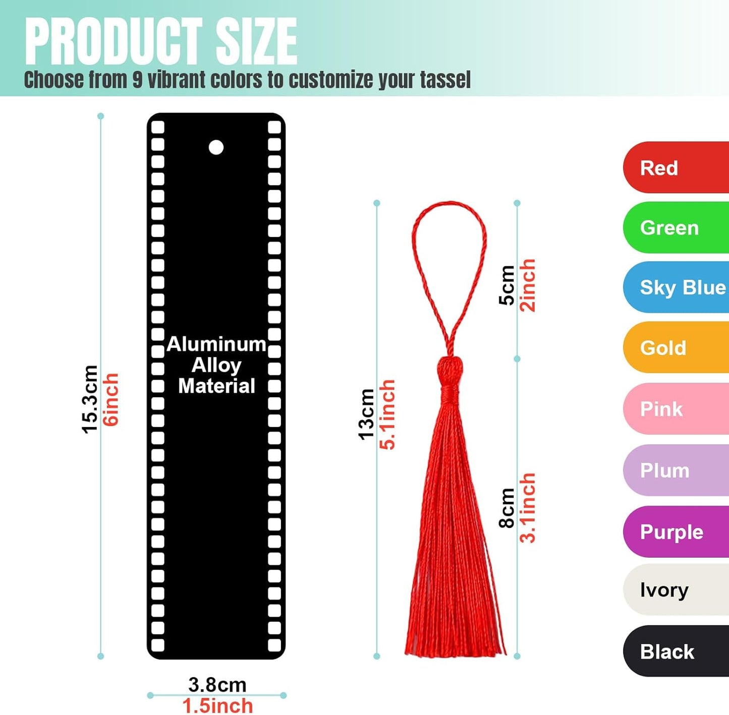 Personalized Bookmark with Picture Text Metal Custom Bookmarks with Tassel Double-Sided Custom Engraved Photo Color Bookmark for Book Lovers Kids Women Men Christmas Birthdays Valentine’s Day Gift