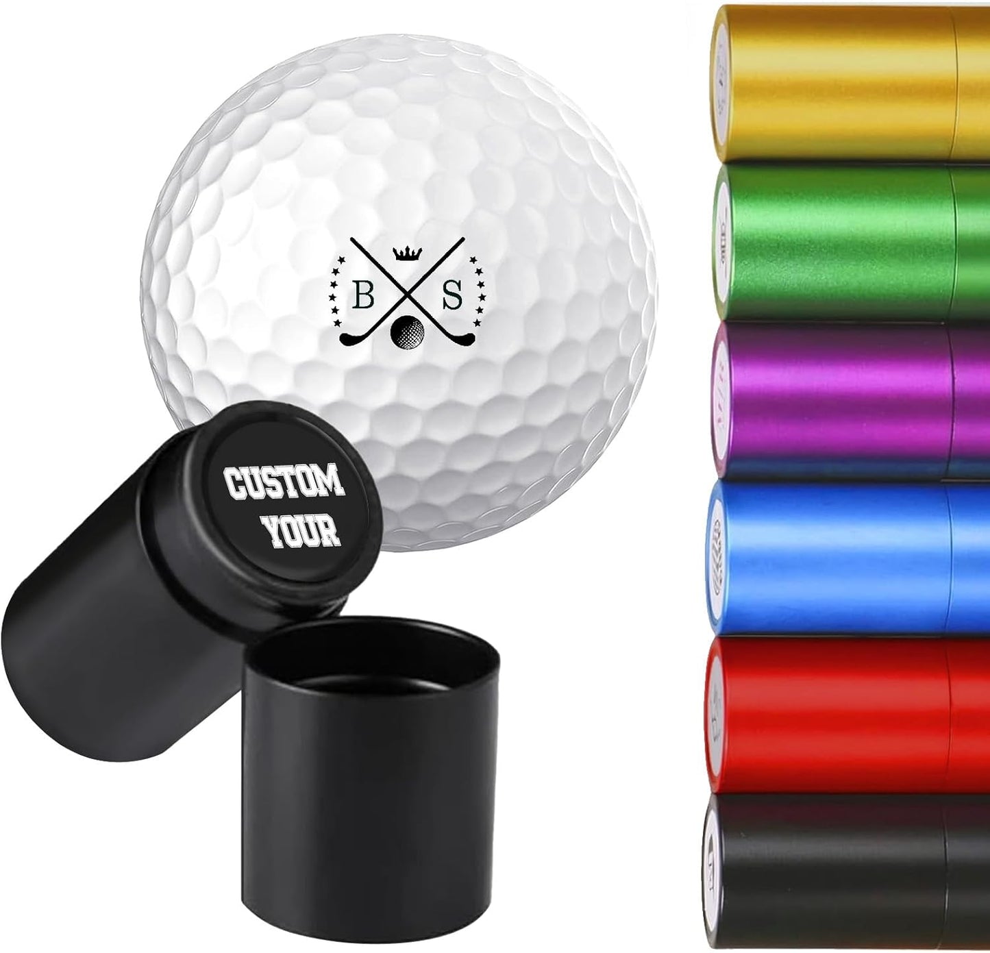 Custom Golf Ball Stamp, Personalized Golf Ball Marker Stamp with Waterproof Ink, Customized Name Stamp with Your Logo, Initial, Name, Golf Ball Stamper, Gifts for Men Dad Husband Business (Design-02)