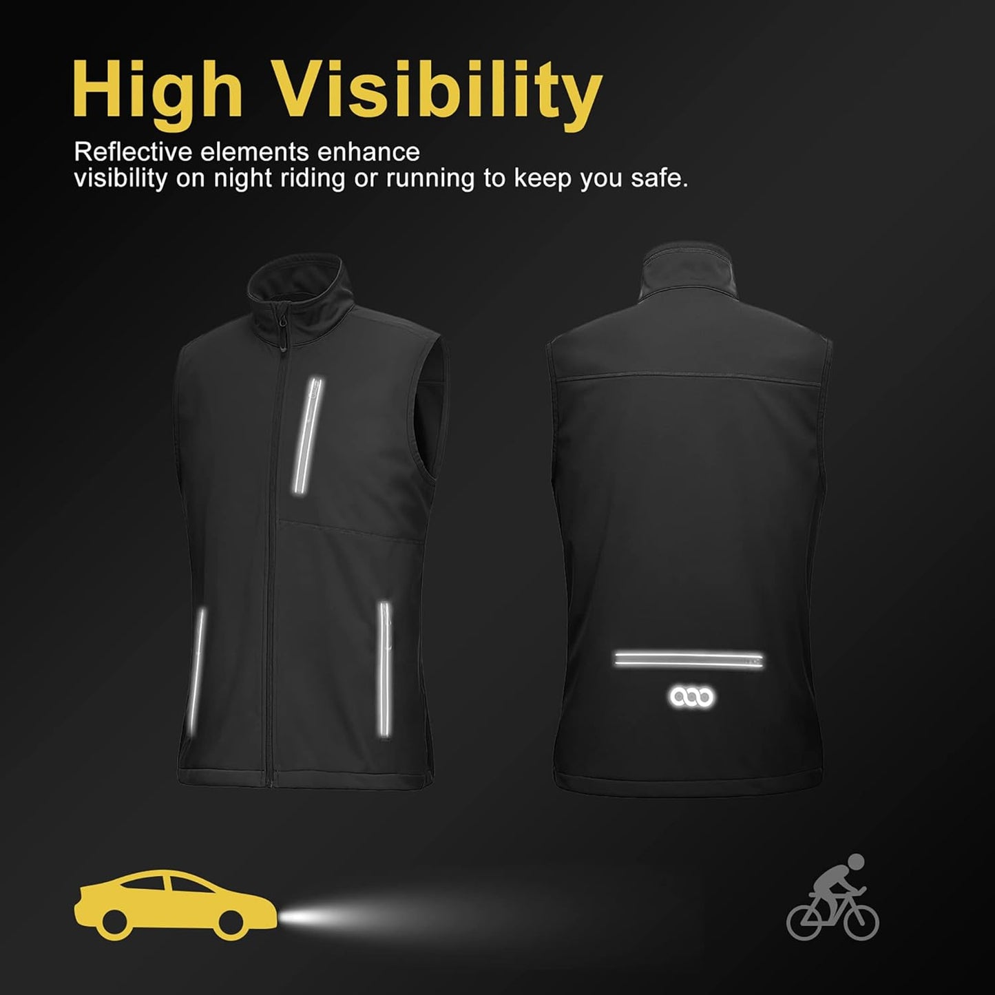 33,000ft Men's Windproof Lightweight Golf Vest Outerwear with Pockets, Softshell Sleeveless Jacket for Running Hiking Sports