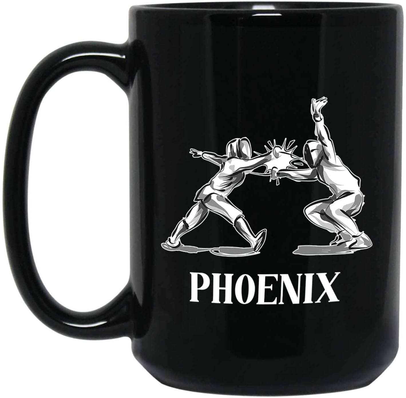 Personalized Fencing Coffee Cup 11 Oz 15 Oz, Customized Fencing Mugs With Choose Name, Fencer Black Ceramic Mug Gifts For Coach, Lover, Travel Mug Gift