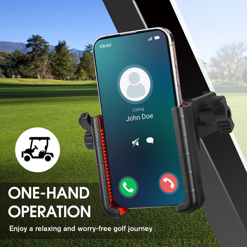 Upgraded Golf Cart Phone Mount Holder Compatible with EZGO/Club Car/Yamaha, [Big Phones & Thick Cases Friendly] Universal Phone Holder Compatible with iPhone/Galaxy/Google Pixel, All Smartphones