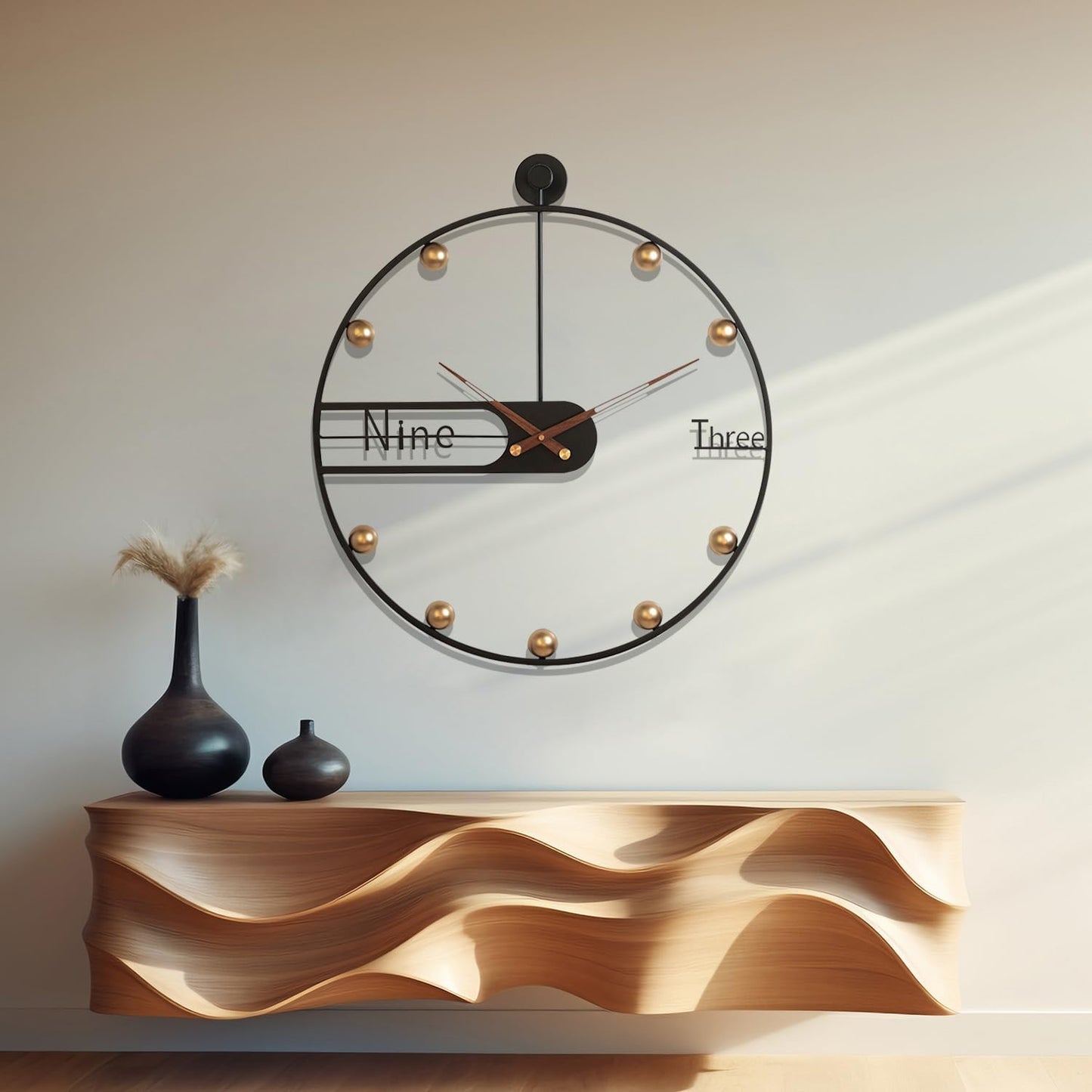 Modern Wall Clock for Living Room Decor Mid Century Metal Large Silent Gold Kitchen Big Wall Clock Art for Bedroom Decorative Office Non Ticking Battery Operated Wall Watch 24 Inch