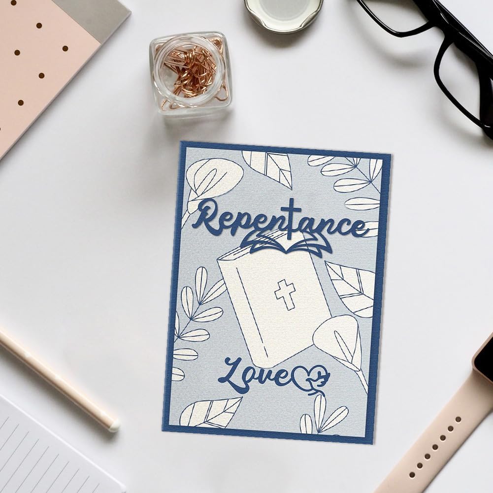 Bible Theme Word Cutting Dies Biblical Cross Letter Card Making Die Cuts Carbon Steel Stencils Scrapbooking Embossing Template Dies for DIY Craft Album Easter Festival Gift Decor