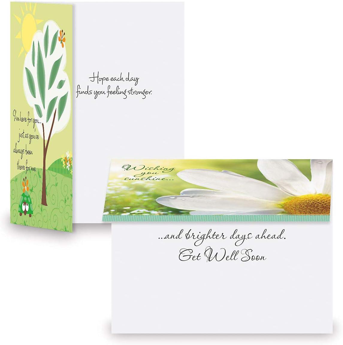 Get Well Florals Greeting Cards Value Pack- Set of 20 (10 designs) Large 5 x 7, Sentiments Inside, Get Well Soon Cards, Get Well Wishes, Envelopes Included