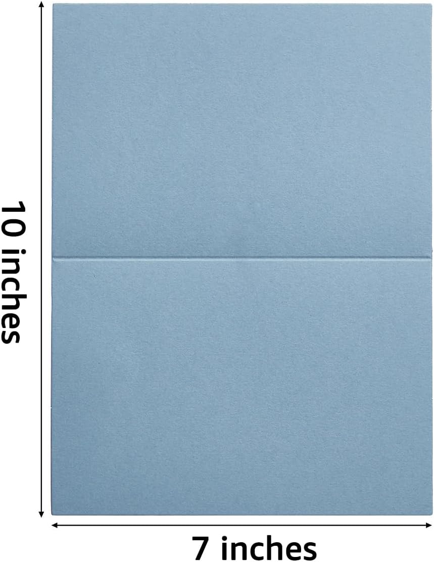 50 Pack Blank Cards Folded Cardstock Thank You Blank Greeting Cards for Invitations, Wedding, Greeting Cards, All Occasion DIY (Dusty Blue, 5x7)
